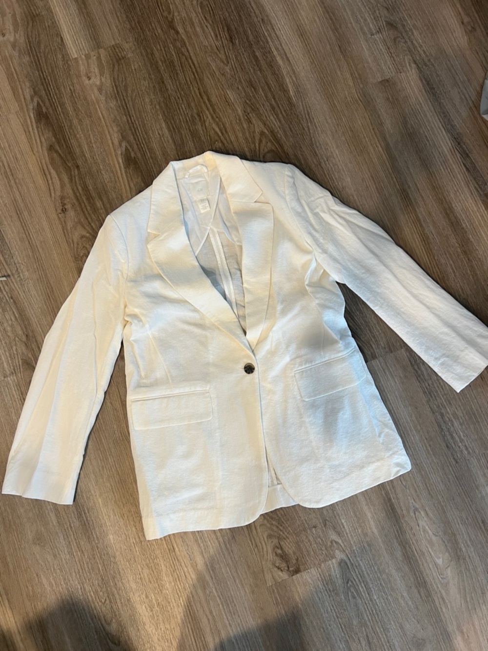 H&M Cream Single-Button Notch-Lapel Blazer